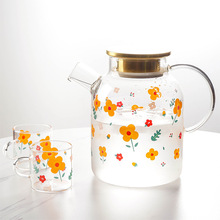 文艺玻璃冷水壶凉水壶套装果汁花茶水果茶壶泡茶器大容量茶杯托盘