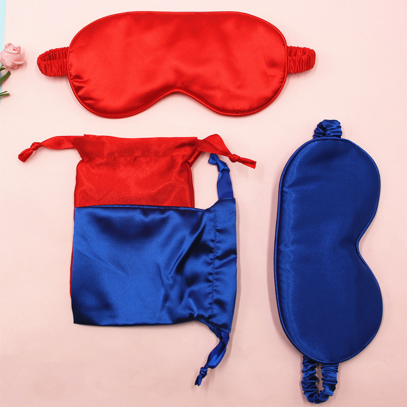 Cross-Border Artificial Silk Eye Mask Drawstring Bag Cloth Bag Wedding Hand-Holding Gift Set Silk Sleep Shading Eye Shield