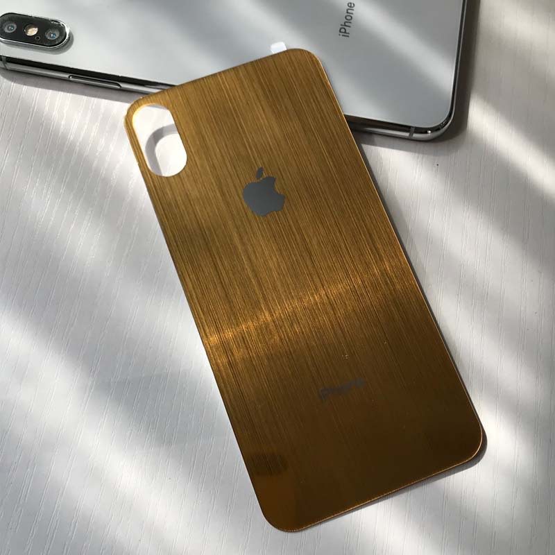 苹果logo卡通金色手机保护钢化玻璃背贴后膜适用ipho12promax改色