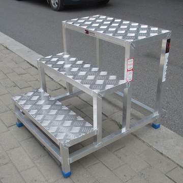 厂家直销定制铝合金工业踏台移动工作梯车间踏步梯登高梯踏板梯子