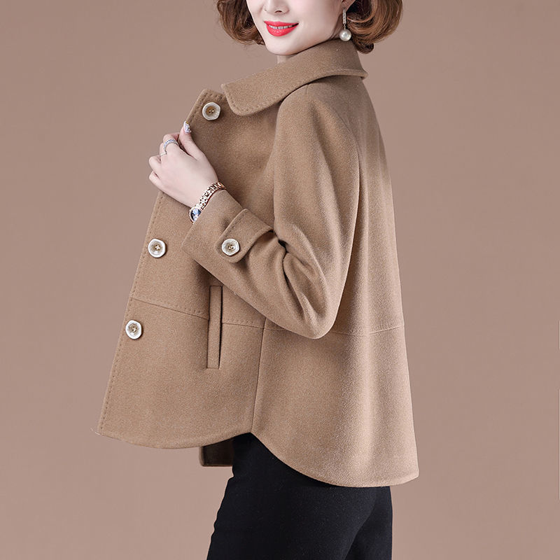高档毛呢大衣春季外套女款休闲宽松中老年春秋女装40岁50岁妈妈装