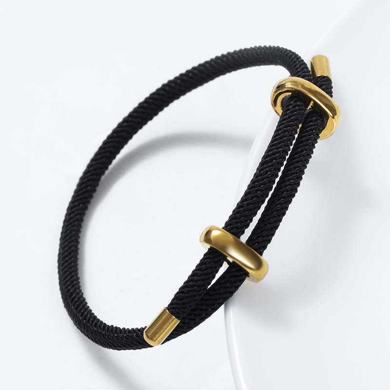 现货批发不锈钢8字扣手链 diy串珠男女钢丝绳手镯转运珠双向调节