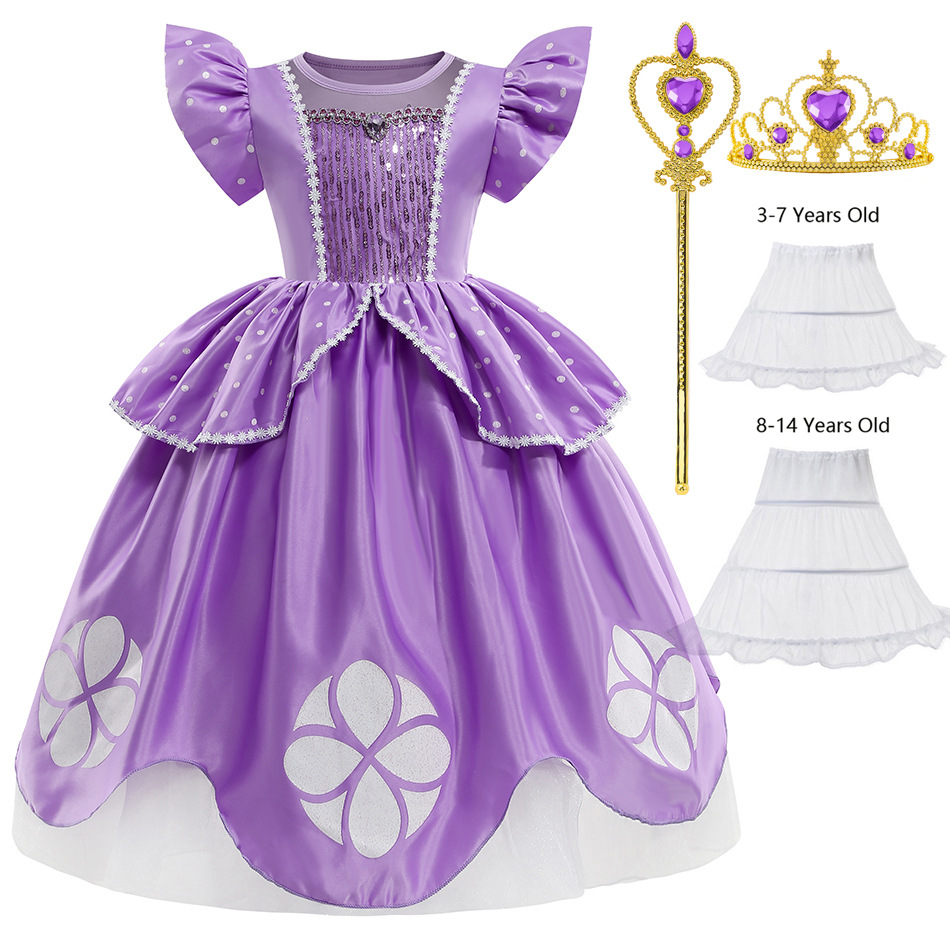 万圣节儿童服装苏菲亚公主裙索菲亚女童夏装连衣裙一件代发蝴蝶结