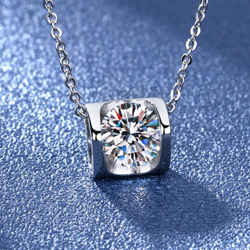 天使之吻项链莫桑钻石项链女时尚气质白金1克拉吊坠直播货源批发