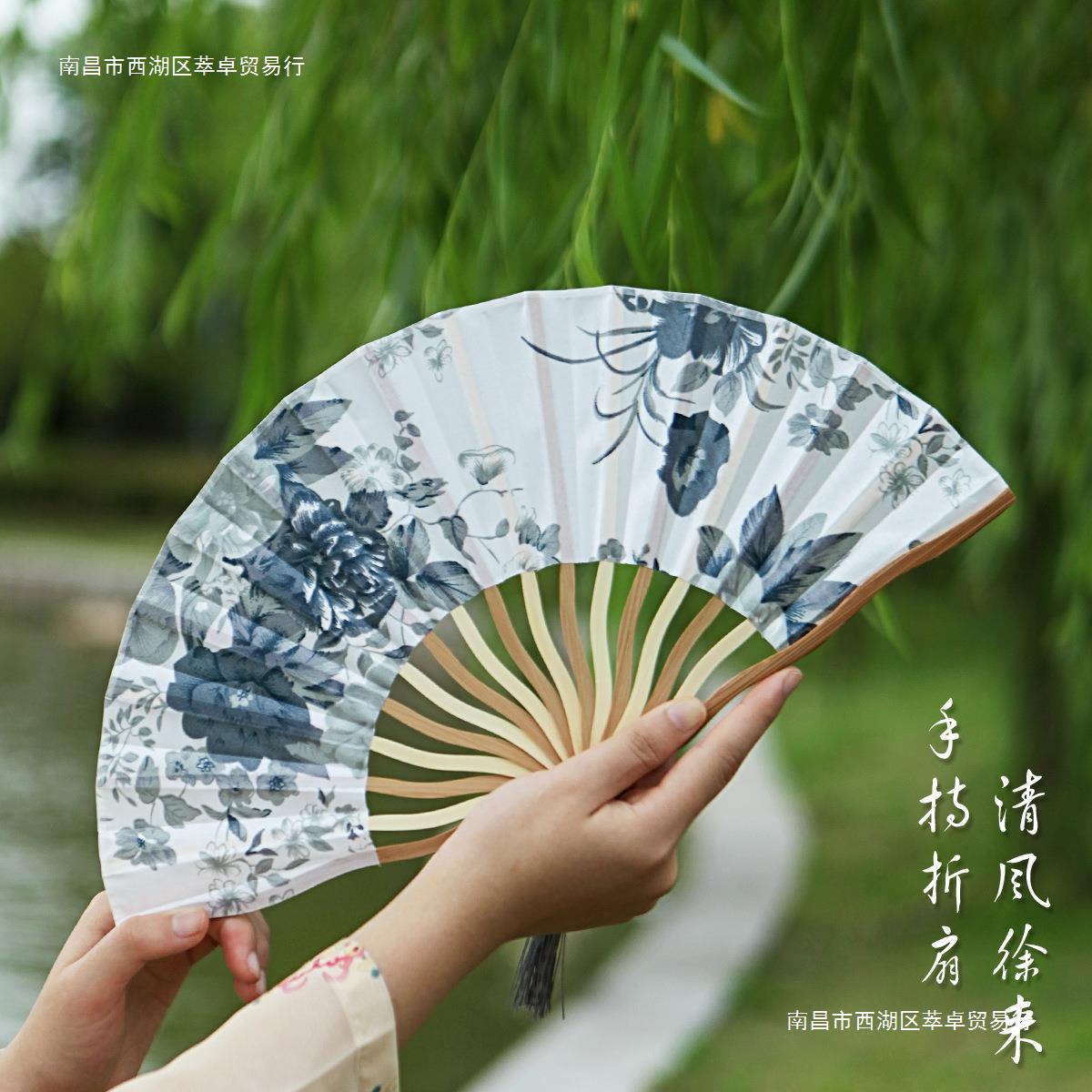 中国风扇子古风女式汉服旗袍舞蹈儿童学生古风折扇随身折叠小巧扇