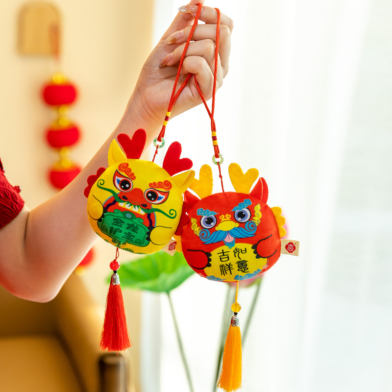 龙年吉祥物公仔数码印花龙挂件毛绒玩具生肖中国民俗玩偶新年礼物