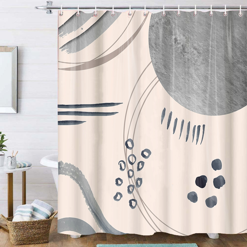 速卖通亚马逊浴帘北欧抽象艺术简约淋浴帘浴室帘涤纶防水浴帘现货