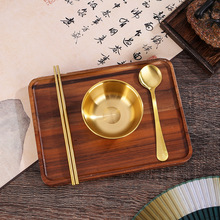 黄铜碗筷勺三件套便捷餐具家用摆件中式饭店装饰品餐具套装工艺品