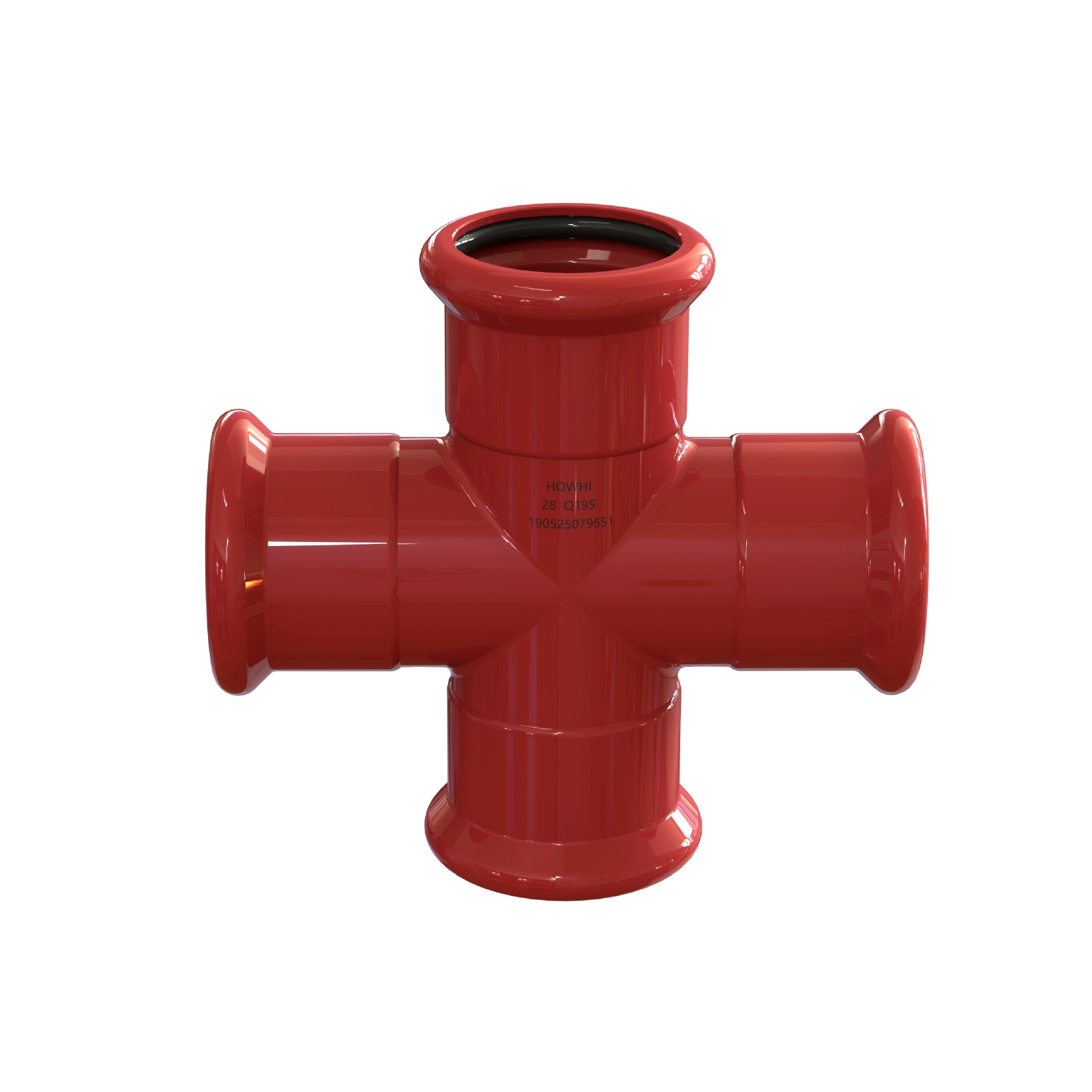 卡压管件_等径四通正四通_碳钢消防锌塑涂覆_涂塑管件_压接式消防