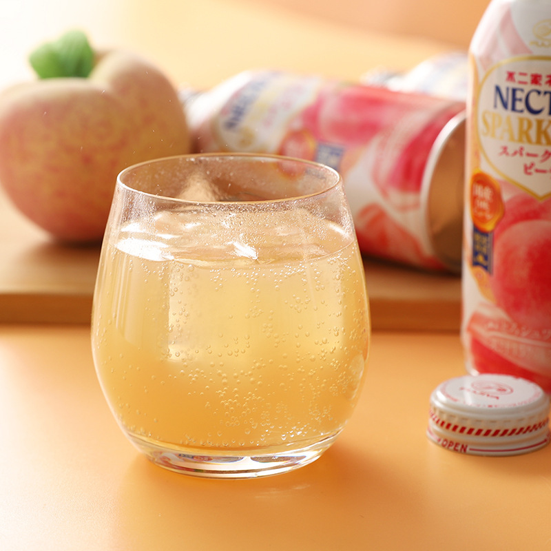 日本进口 不二家微碳酸白桃果汁15%水蜜桃果肉饮料380ml瓶*24批发