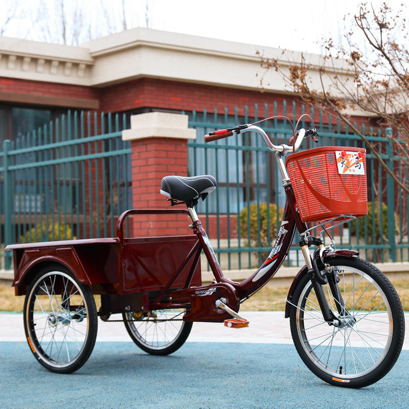 老年脚踏人力三轮车成人中老年人脚蹬代步载货小型三轮车