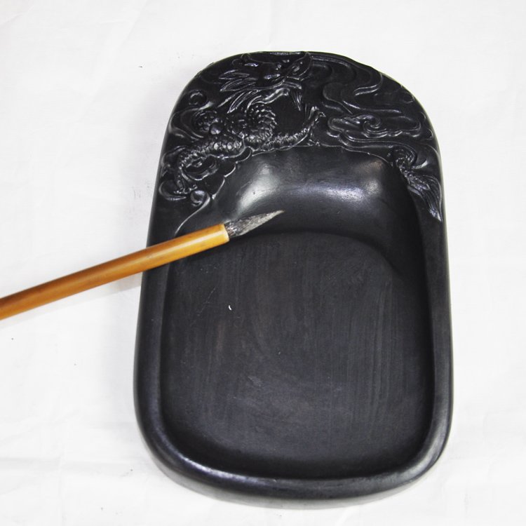 五台山文房四宝套装成人初学者学生天然原石纯手工澄泥砚台小单龙