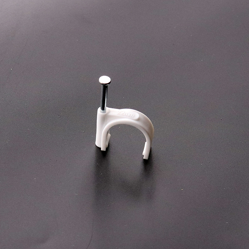 22mm 圆形塑料压线卡 尼龙线扣 电话网线固定 钢钉线卡 100只/包