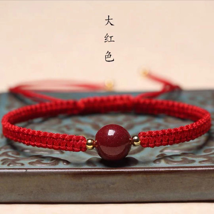 Falin Natural Cinnabar Purple Gold Sand Bracelet Female Woven Hand Strap Purple Gold Sand Bracelet Jewelry This Animal Year Red Rope