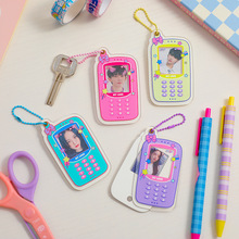 ins亚克力透明手机相框挂件韩版少女可放小卡钥匙扣学生书包挂件