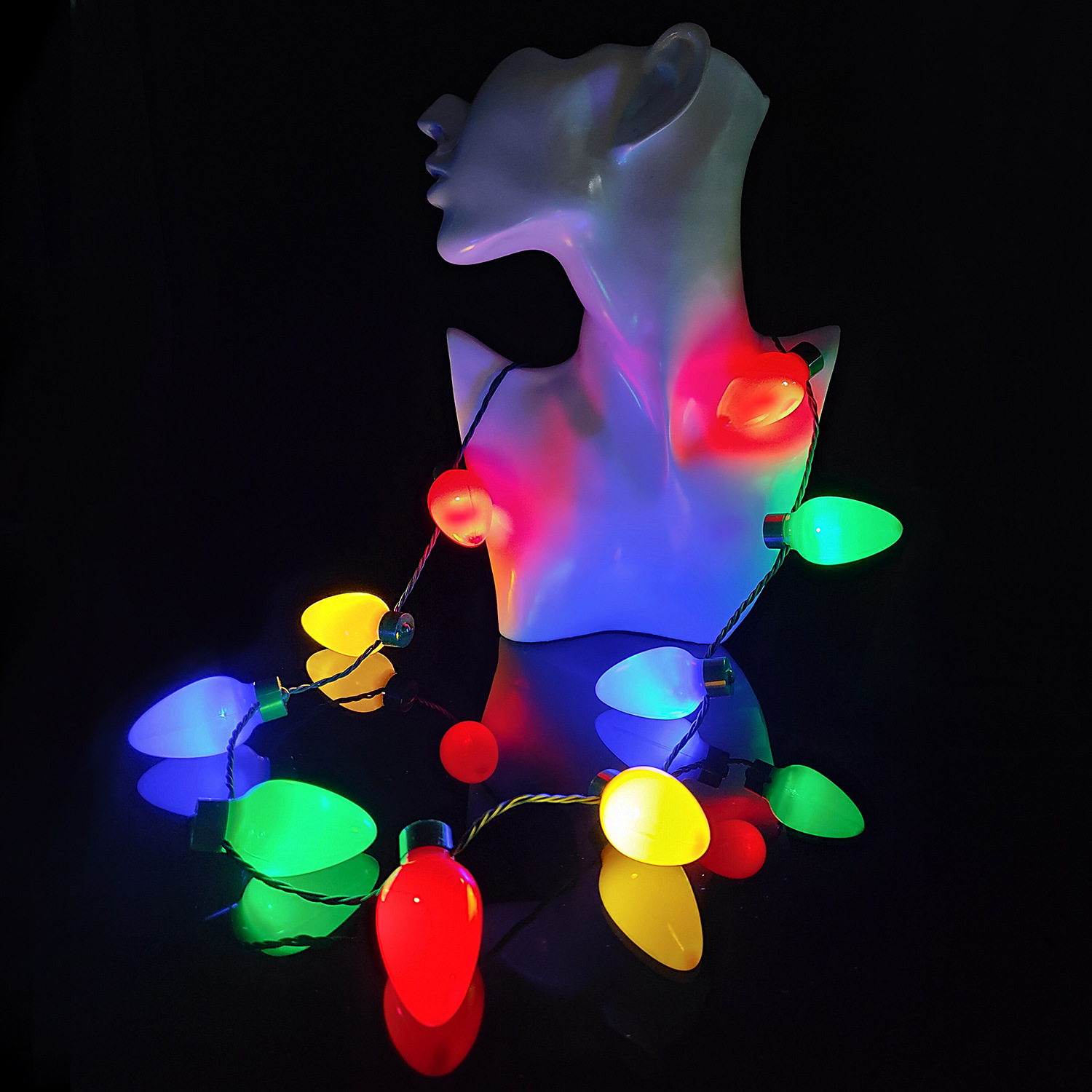 Amazon Cross-Border European and American Festival Party Luminous Gift Wholesale Christmas Decoration Led9 Light Luminous Bulb Necklace