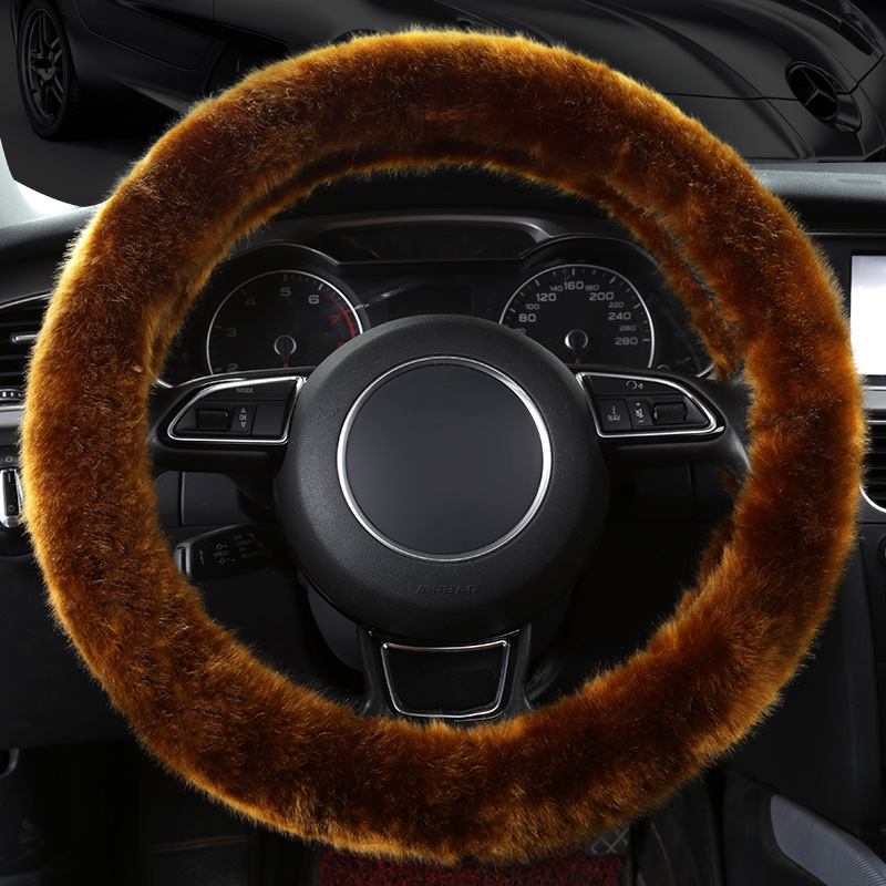 Car Supplies Car Plush Steering Wheel Cover Universal for Men and Women Short Plush Velveteen Four Seasons Winter Warm Handle Cover