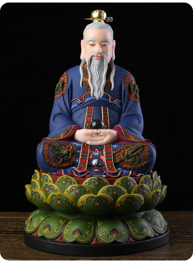 汉白玉三清道祖神像太上老君元始道德灵宝天尊居家供奉家用摆件