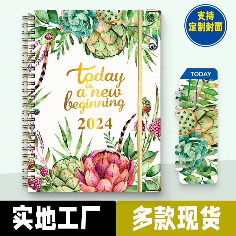 hot sale hot sale 2024 english notebook notepad a5 coil planning this work sports clock-in schedule book