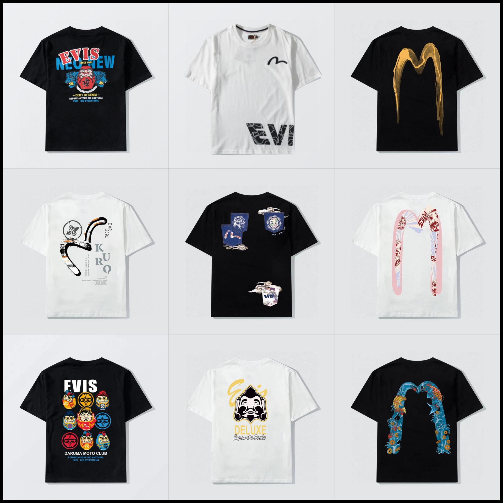 一件代发夏季新款潮牌福神大m印花短袖t恤男女同款跨境外贸批发