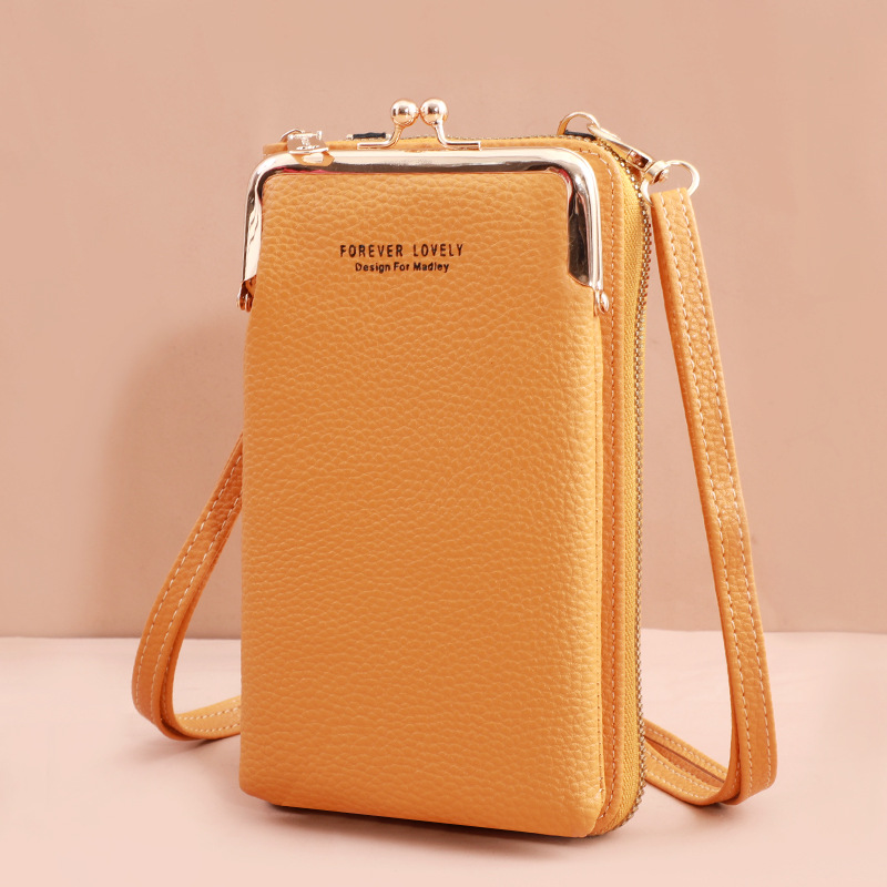 Clip Bag Factory Direct Sales New Fashion Ladies Phone Bag Fashion Litchi Pattern Solid Color Crossbody Shoulder Bag Wallet