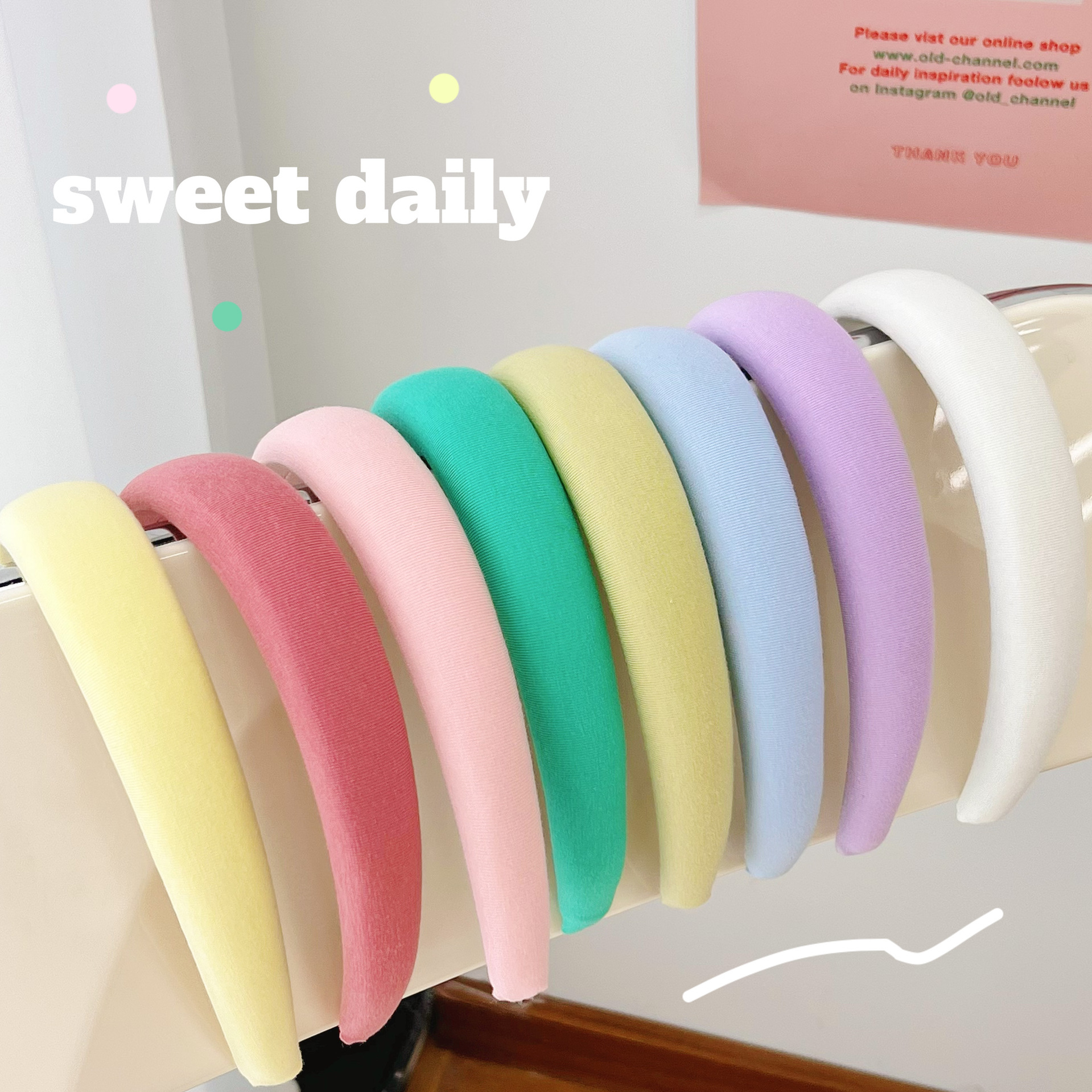 South Korea Dongdaemun Gentle Cream Color Cute Candy Color Wide-Brimmed Sponge Headband Graceful Online Influencer Headband Female Wholesale