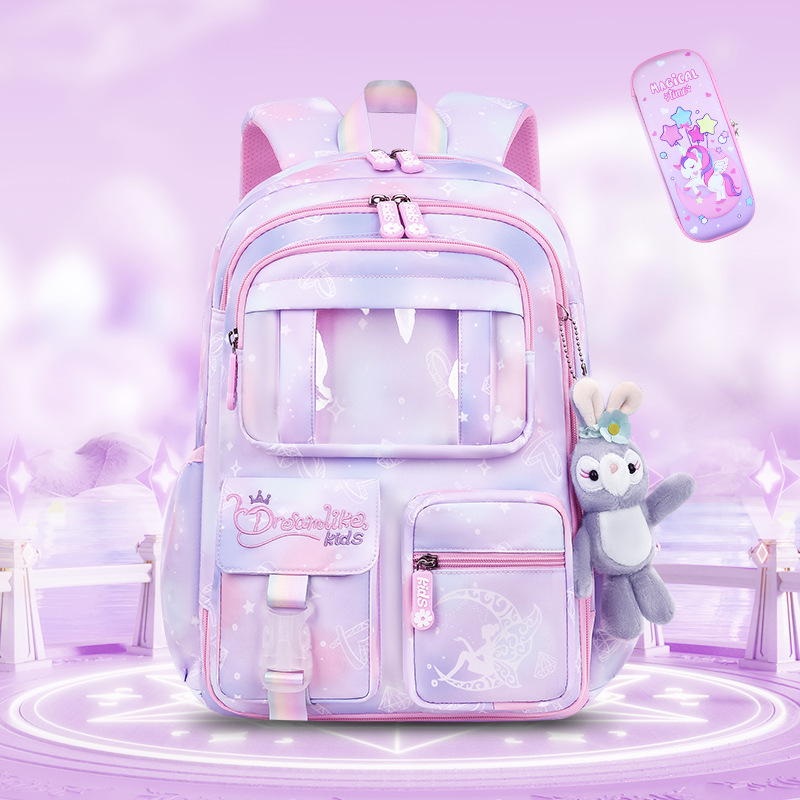 New Primary School Student Schoolbag Female Refrigerator Open Door Lightweight and Large Capacity Grade 1-6 Fantasy Children Backpack Wholesale