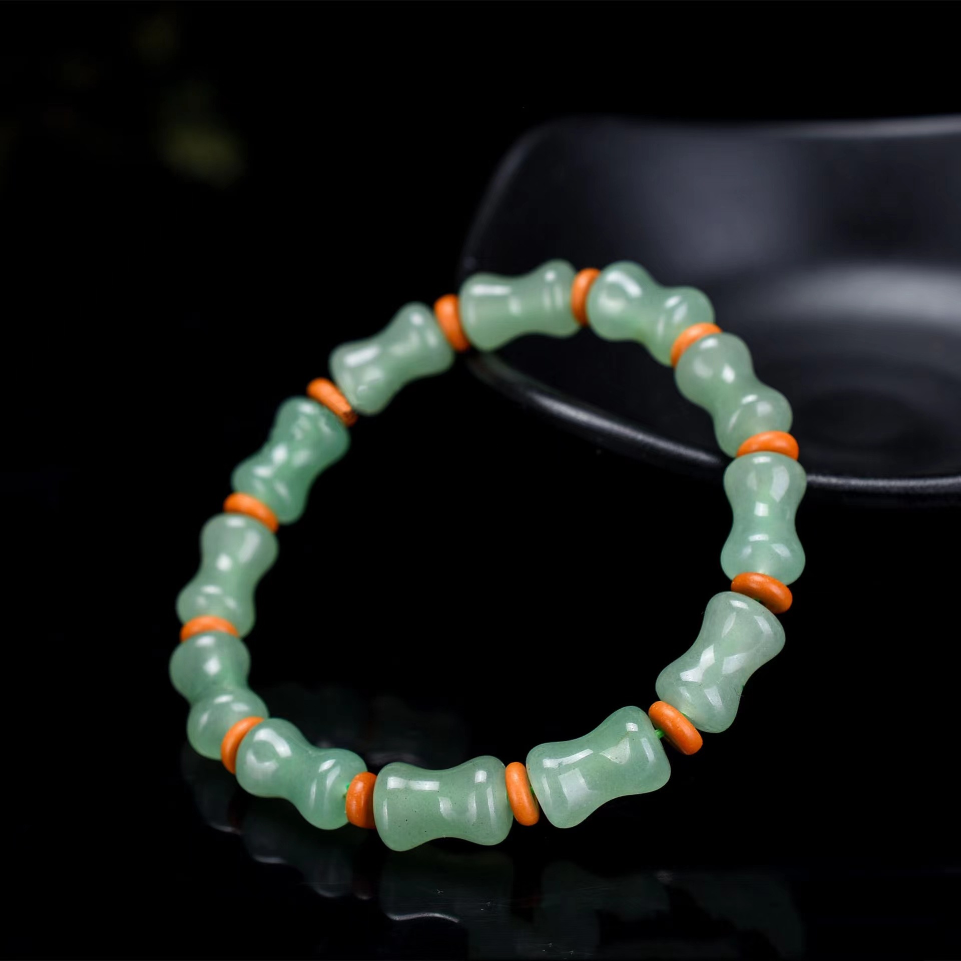 小清新节节高升国风手镯古风手饰女东陵玉竹节手链个性百搭手串