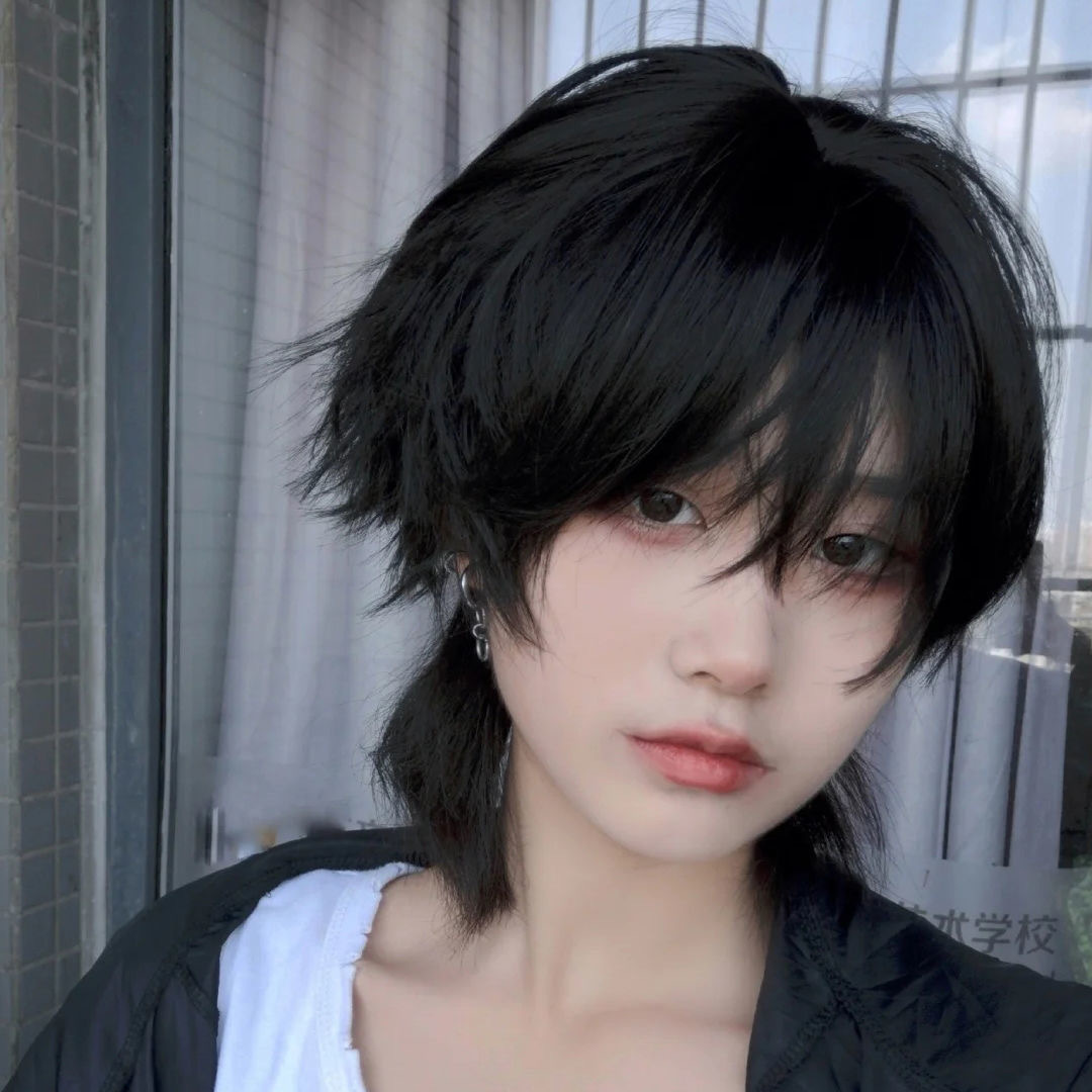 假发男短发韩版帅气日系超a短款缁鱼头男女生日常自然武士头发型