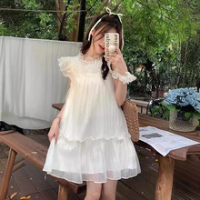 法式甜美可爱减龄小飞袖连衣裙女夏季设计感气质仙女裙宽松短裙子