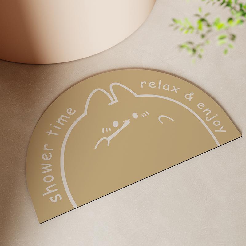 Semicircle Cartoon Rabbit Absorbent Carpet Bathroom Entrance Non-Slip Quick-Drying Floor Mat Entrance Foot Mat Wear-Resistant Door Mat