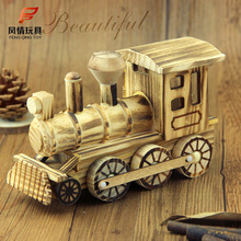 新款小火车模型摆件仿真玩具木质火车头摆饰装饰品工厂批发