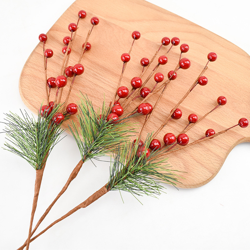 圣诞节装饰仿真圣诞浆果圣诞节diy挂饰 泡沫红果节日装饰花环红果