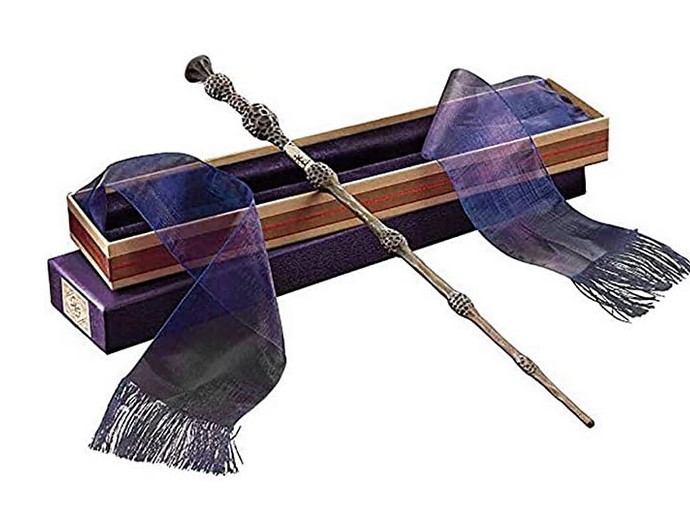 哈利波特金属芯魔杖 harry周边道具邓不利多经文魔法棒紫色丝巾盒