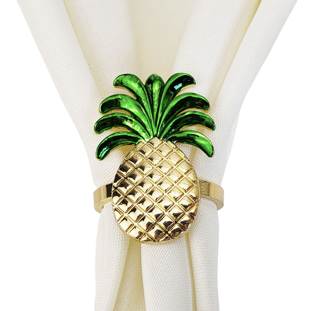 绿叶菠萝餐巾扣金属凤梨餐巾环水果造型桌面摆台装饰婚庆节日