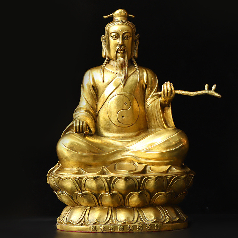 黄铜祖师爷摆件杨筠松铜像风水祖师杨公仙师杨药松宗师佛堂摆件