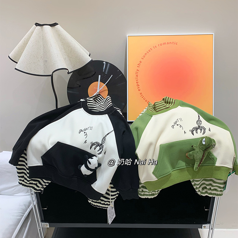 九鱼奶哈 儿童套装冬款时尚有型,韩版厚棉t套装 mc909-阿里巴巴