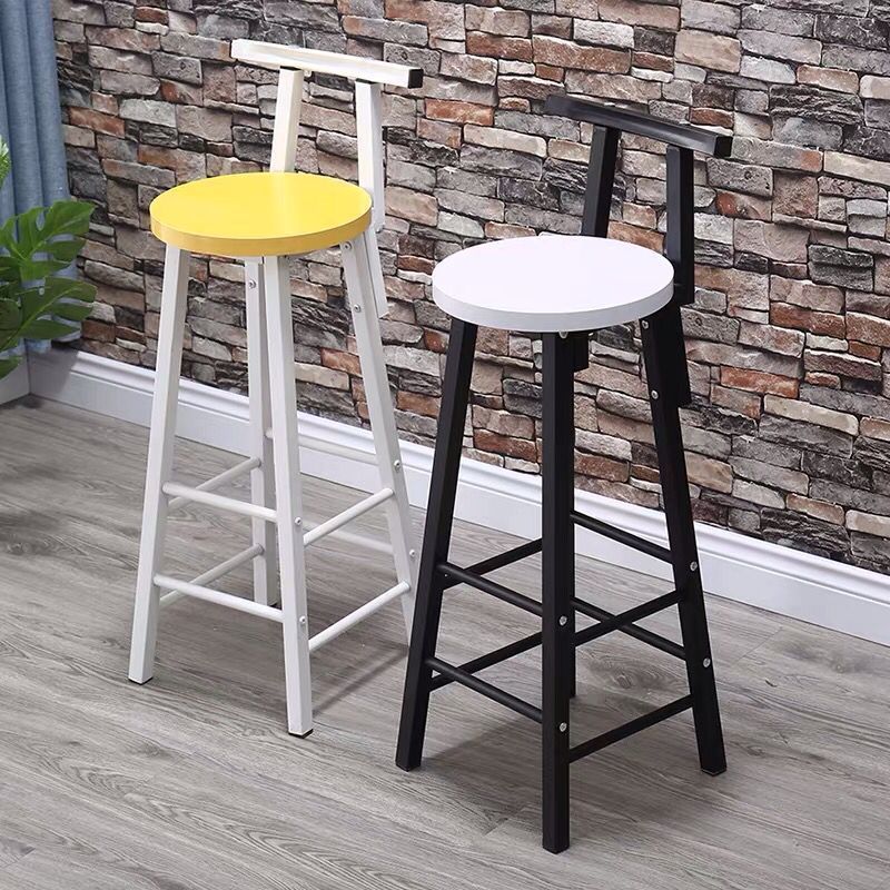 Bar Stool Chair Milk Tea Shop High Stool Bar Home Back Stool Simple Iron Front Desk High Leg Table and Chair Manufacturer