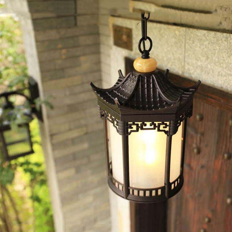 中式亭子吊灯室外过道走廊阳台宫灯户外六角凉亭吊灯仿云石庭院灯