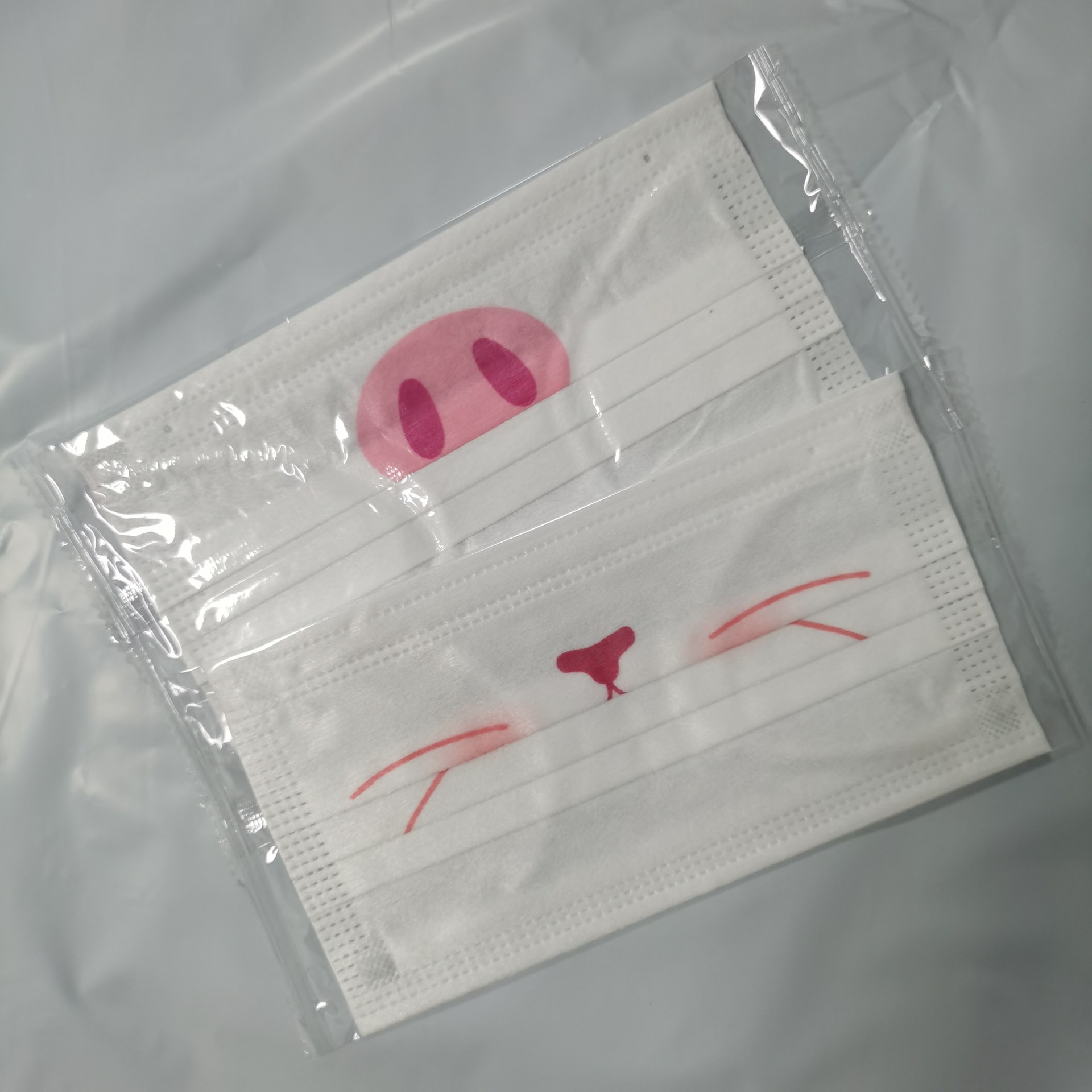 网红潮牌爆款三层防护喵猫星人猪鼻子印花一次性facemask脸面口罩