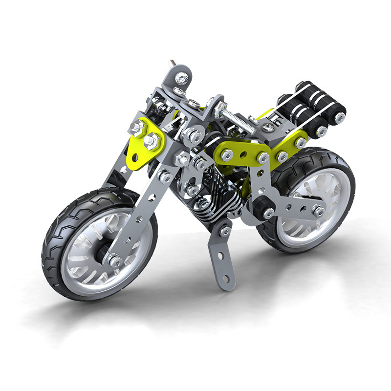 Children's Metal Assembly Motorbike Toy Building Blocks Cross-Border Screw Nut Assembly 3D Alloy Street Mechanical Model