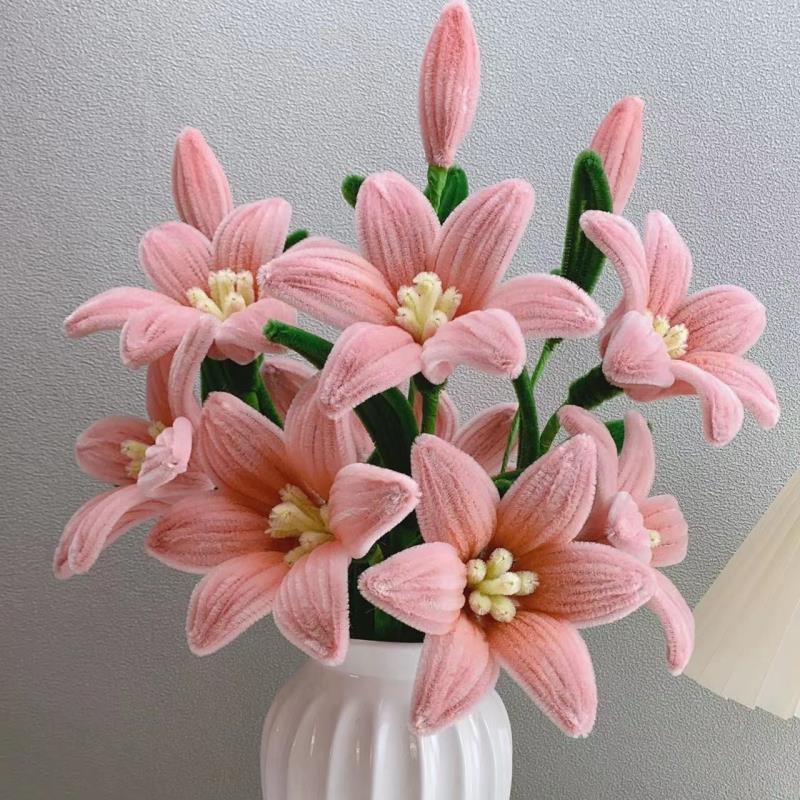 扭扭棒仿绒花加密百合花材料包一件批发速卖通热一件代发跨境代货