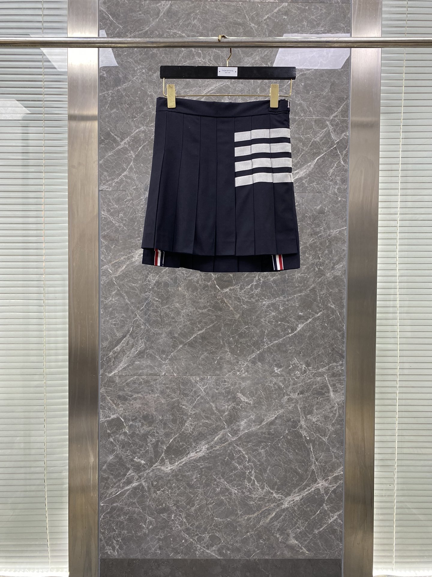 品牌工厂直营tb百褶裙四道杠羊毛色织高腰a字半身短裙王心凌同款