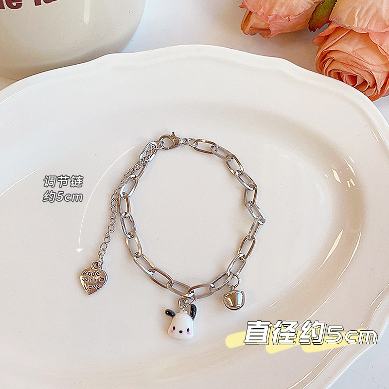 Sanrio Bracelet Female Wholesale Cartoon Couple Adjustable Bracelet Bell Cute Dog Gift Student Girlfriends