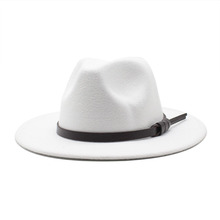 跨境亚马逊ebay欧美时尚秋冬新款黑色毛呢礼帽爵士帽子男女款