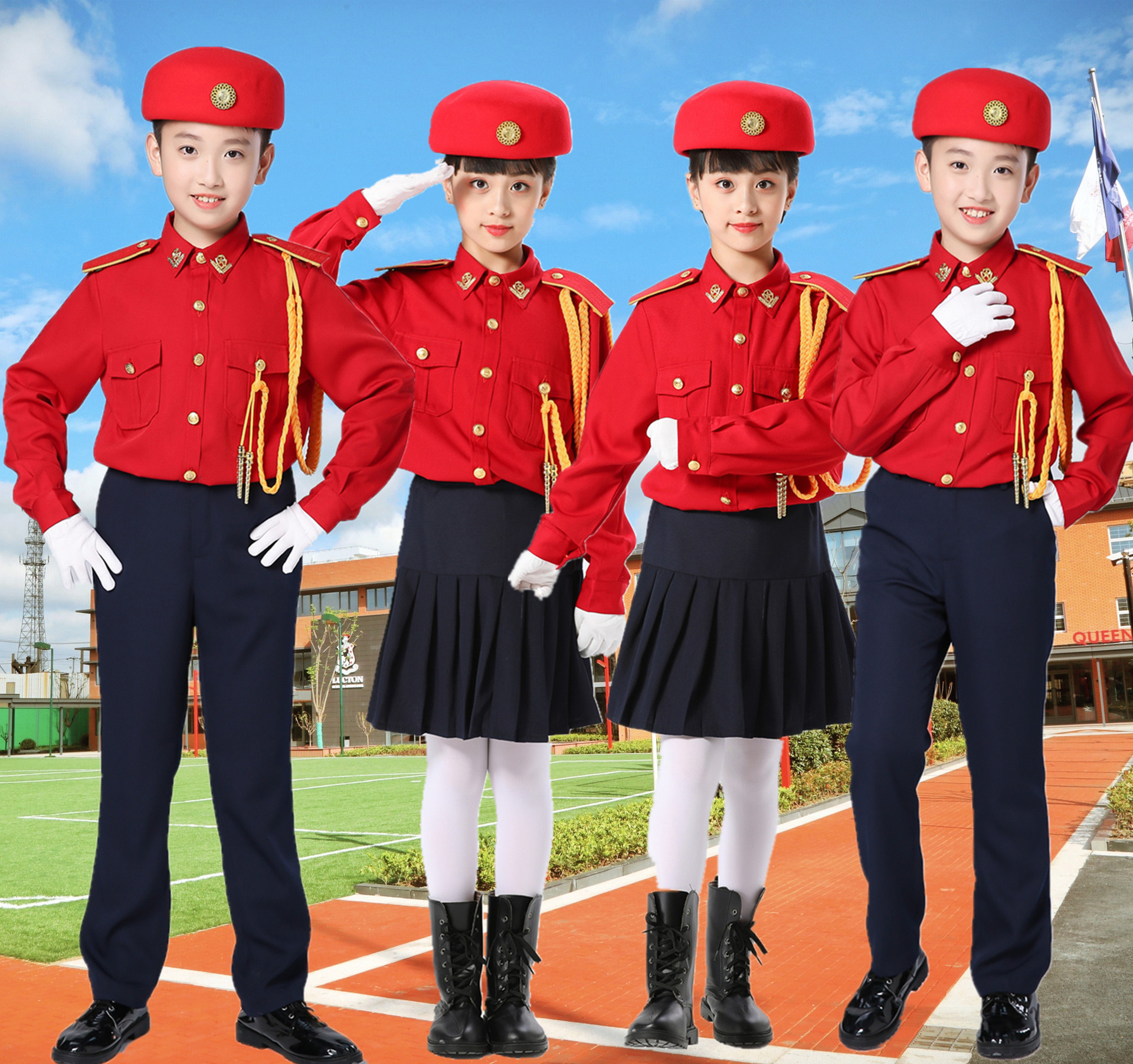 新款鼓号队服装中小学生升旗手服儿童仪仗队管乐队服少先队鼓乐服