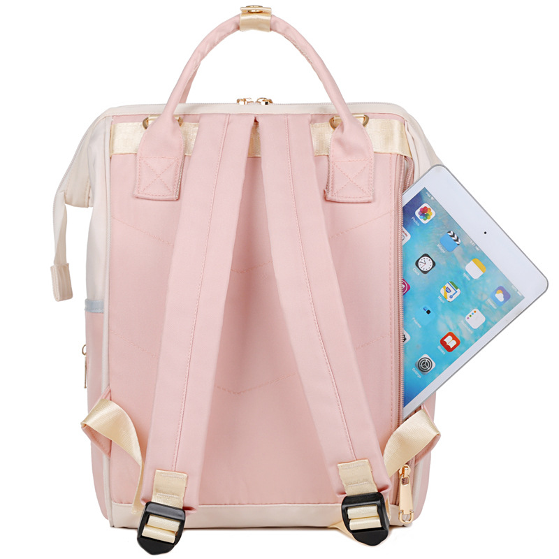 Fashionable Multi-Functional Baby Backpack Fashionable Color Matching Mother and Baby Bag Large Capacity Waterproof Maternity Bag Trolley Hanging Bag