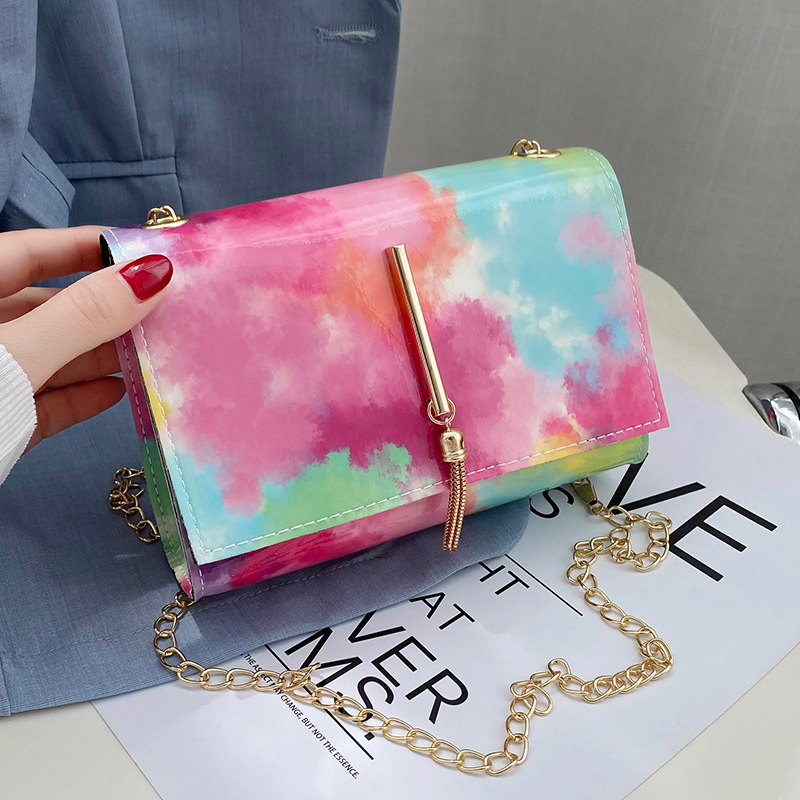 Anime Fengyun Fog Printed Small Square Bag 2022 Fashion Personality Tassel Shoulder Women's Bag Chain Crossbody Cell Phone Small Bag