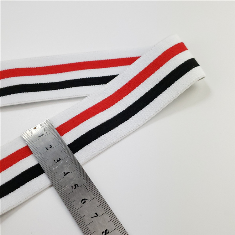 Spot Goods 4cm Red, White and Blue Three Colors Colorful Striped Elastic Band High Elasticity Thick Underwear Waist Jacquard Ribbon