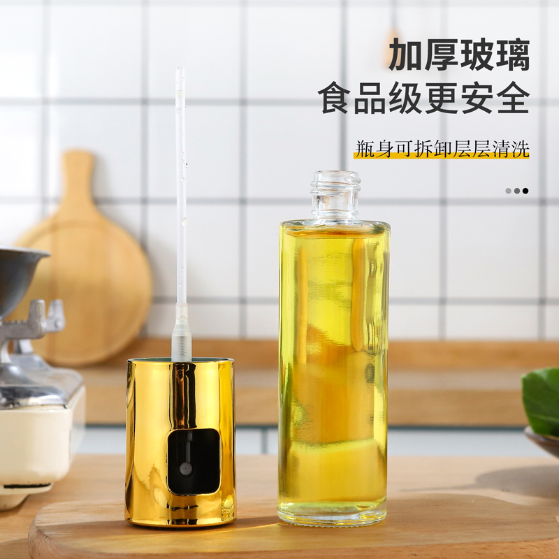 Glass Atomization Fuel Injector Home Kitchen Oiler Press Spray Oil Bottle Cooking Oil Storage Bottle Barbecue Oil Bottle